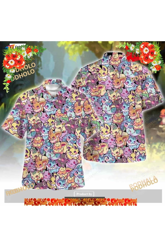 Eevee Evolution Cute Pattern For Enjoy Summer Funny Hawaiian Shirt