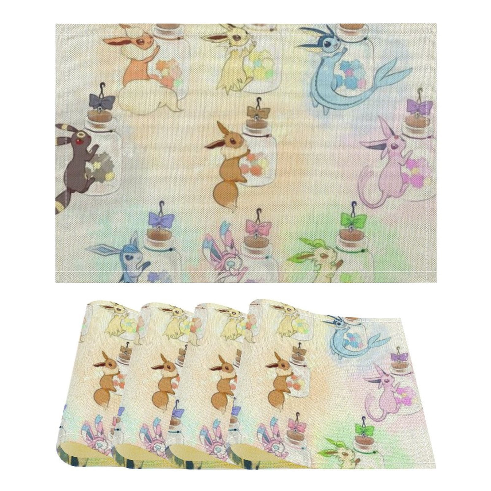 Eevee Evolutions Linen Placemat, Tabletop Decor Reusable Washable Party ...