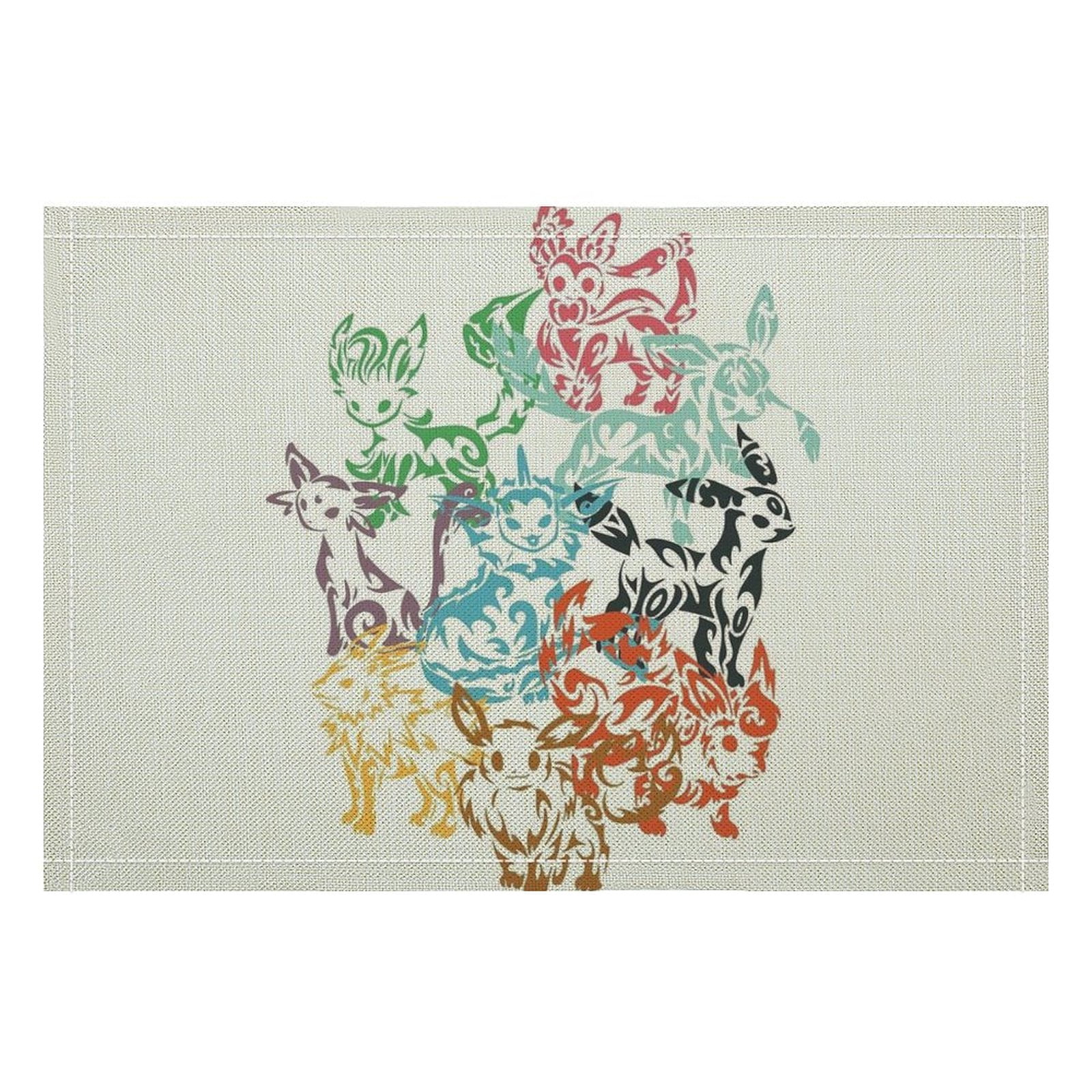 Eevee Evolutions Linen Placemat, Tabletop Decor Reusable Washable Party ...
