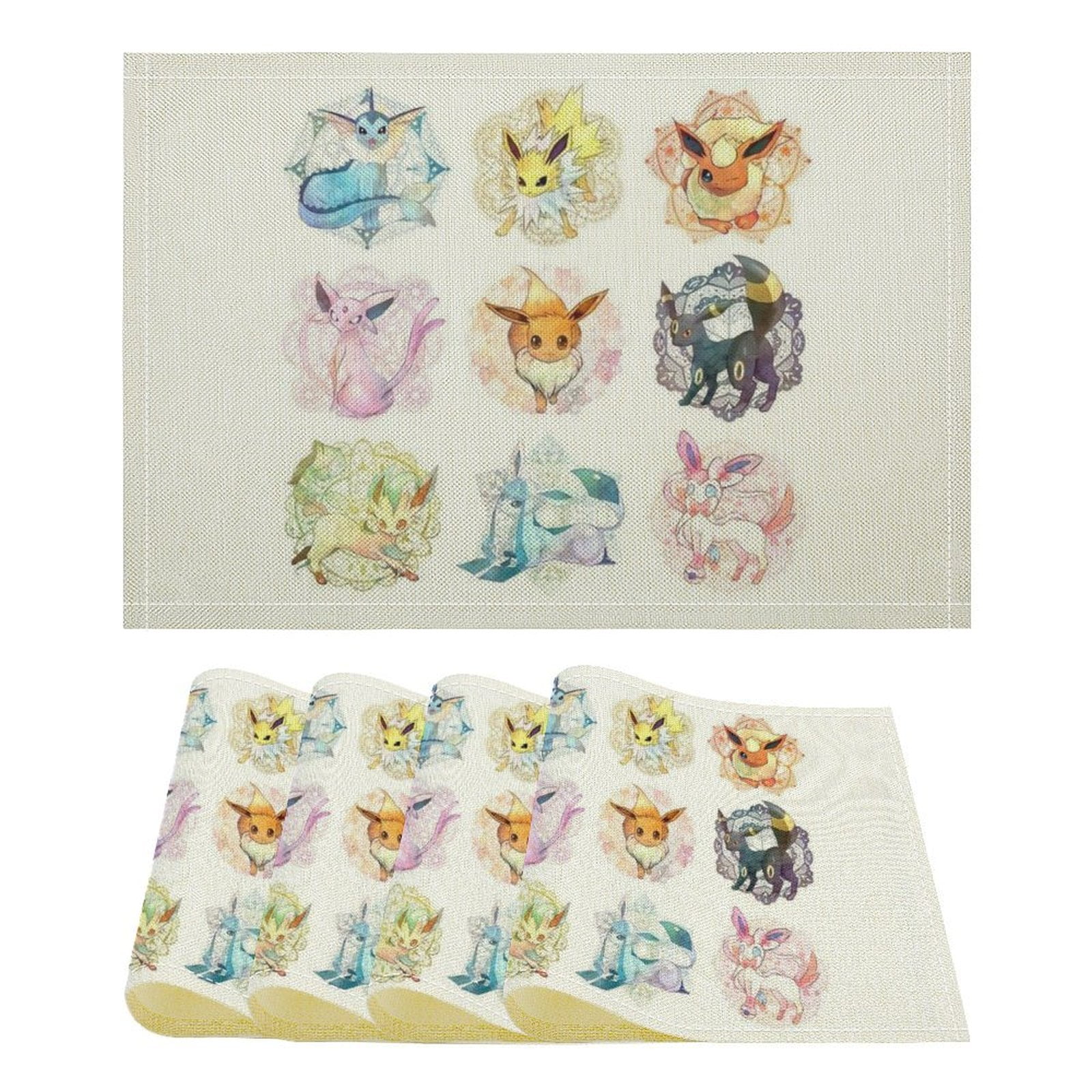 Eevee Evolutions Linen Placemat, Tabletop Decor Reusable Washable Party ...