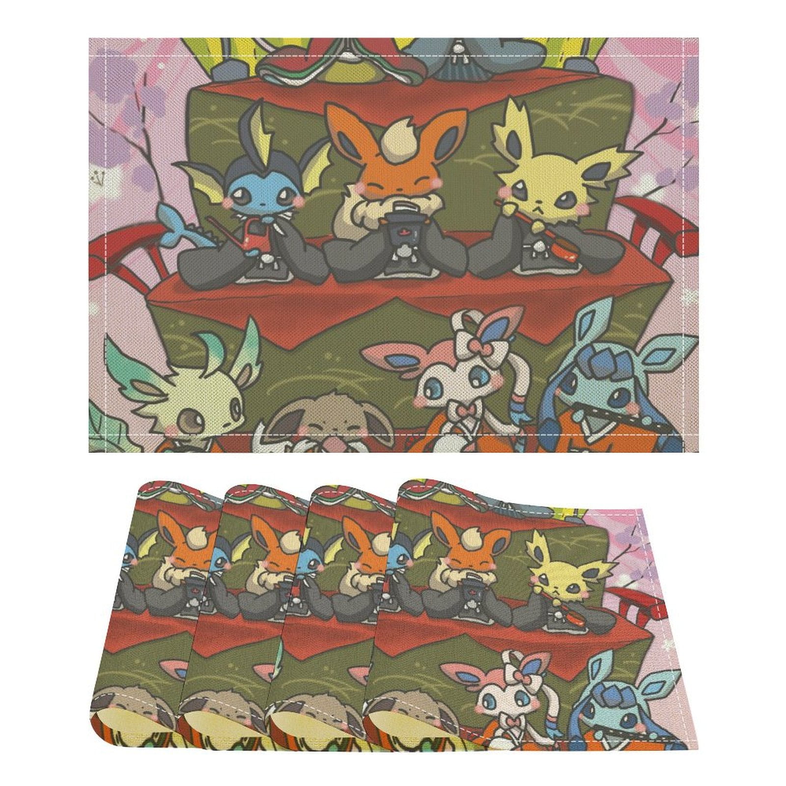 Eevee Evolutions Linen Placemat, Tabletop Decor Reusable Washable Party ...