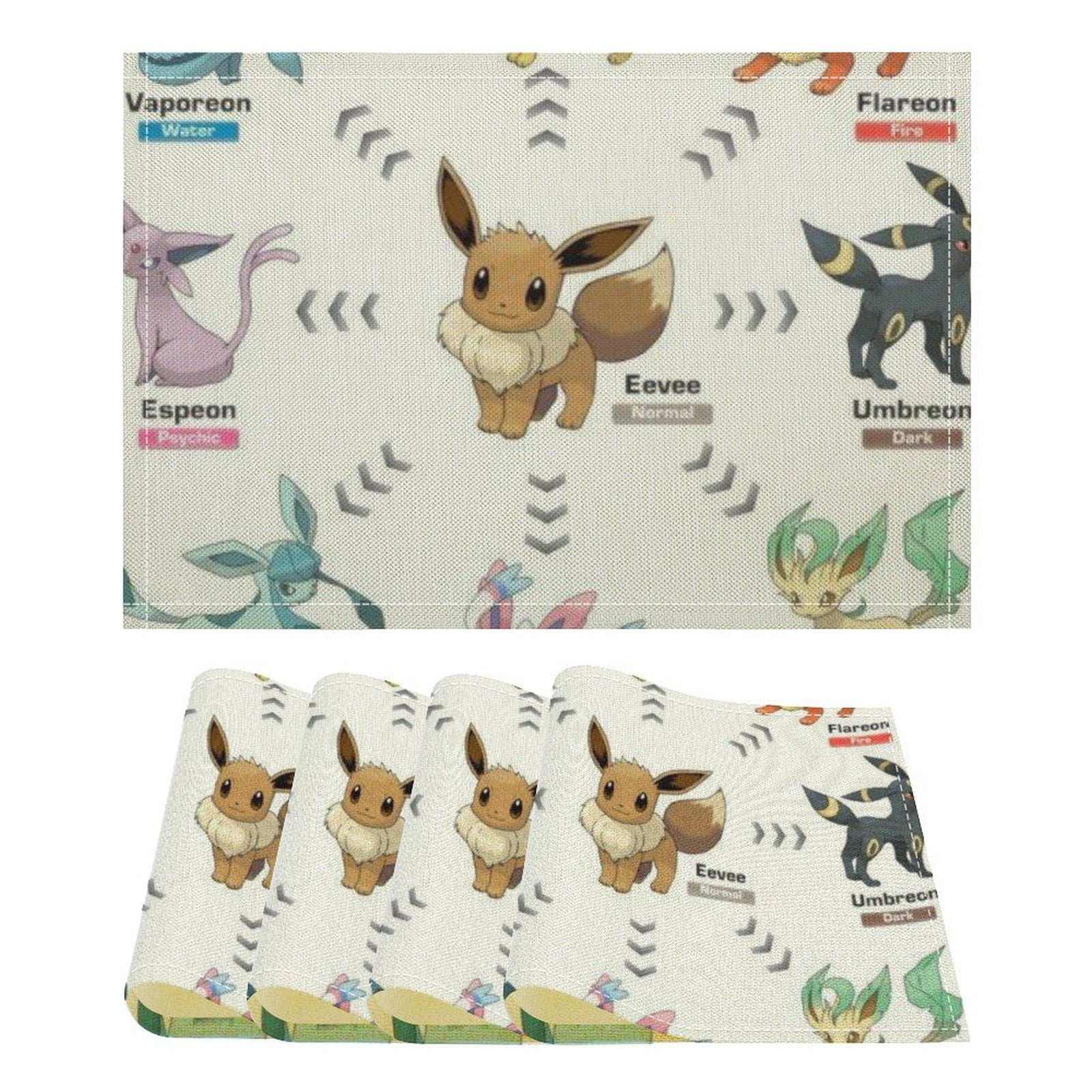 Eevee Evolutions Linen Placemat, Tabletop Decor Reusable Washable Party ...