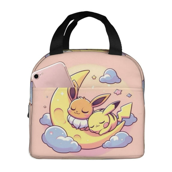 Eevee Lunch Bags Insulated Lunch Box Reusable Cooler Tote Bag with Front Pocket for Women Men Adults Work Picnic Travel 8.5 x 5 x 8 inch