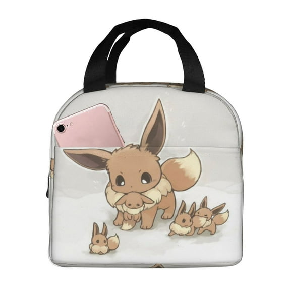 Eevee Lunch Bags Insulated Lunch Box Reusable Cooler Tote Bag with Front Pocket for Women Men Adults Work Picnic Travel 8.5 x 5 x 8 inch