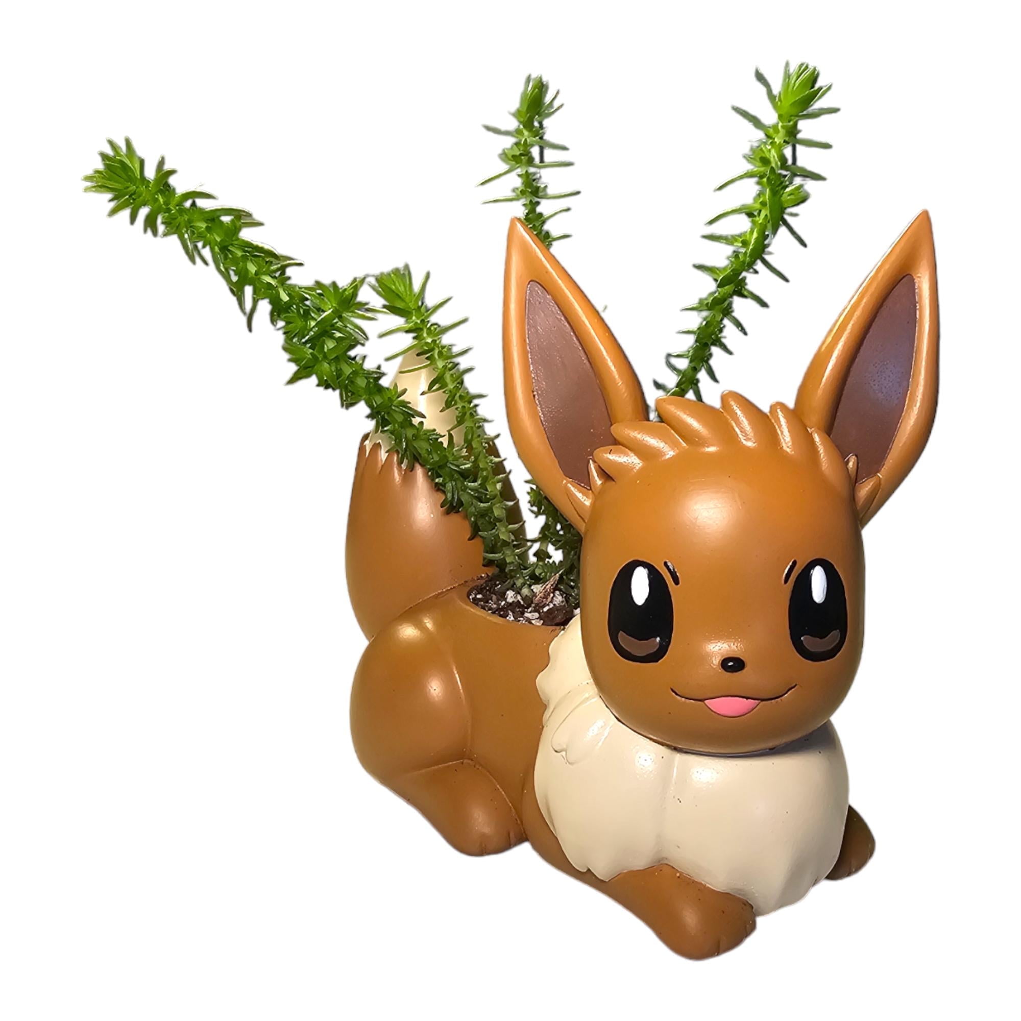 Eevee Pokemon Plant Pot 4 Inch Tall | Cute Anime Succulent Planter with Drainage Hole