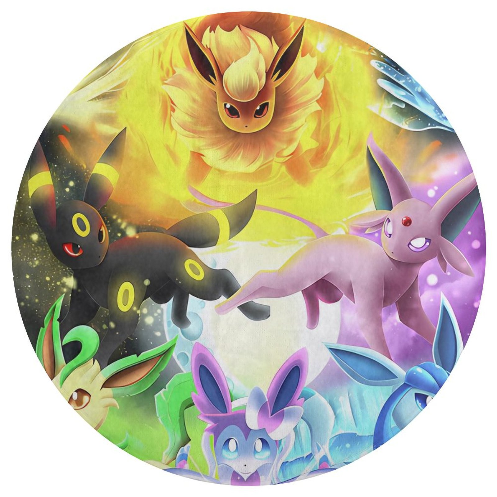 Eevee Round Coral Velvet Floor Mat，Washable Round Rug for Bathroom Bath