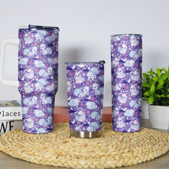 Eevee Tumbler with Lid Insulated Travel Mug Vulpix Stainless Steel Tumbler Travel Mug With Lid Eevee Mug Gifts