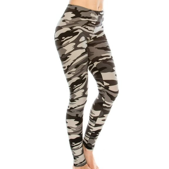 Eevee Women's Ultra Soft Patterned Leggings - One Size Gray Camouflage