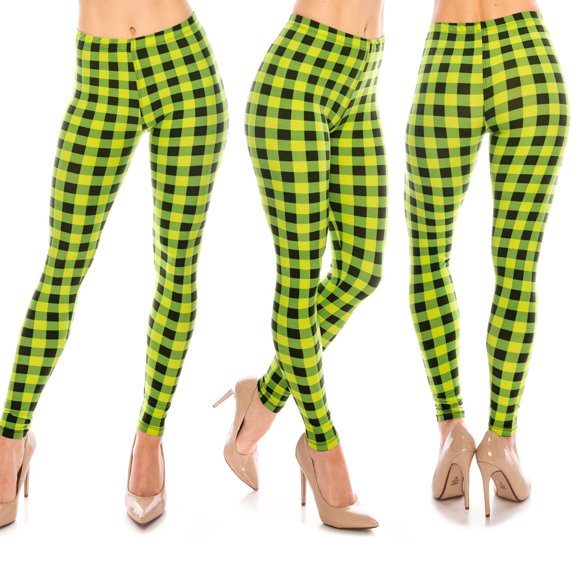 Eevee Women's Ultra Soft Patterned Leggings - One Size Green Plaid