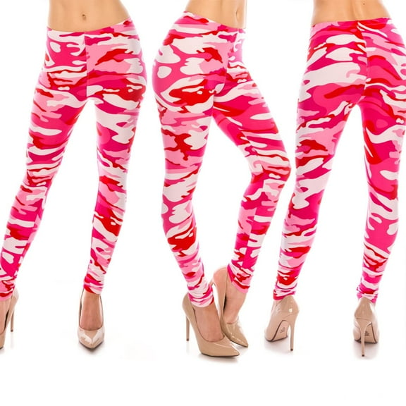 Eevee Women's Ultra Soft Patterned Leggings - One Size Pink Camouflage