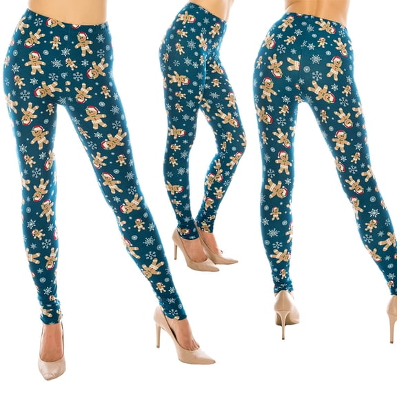 Eevee Women's Ultra Soft Patterned Leggings - Plus Size Ginger Bread Man