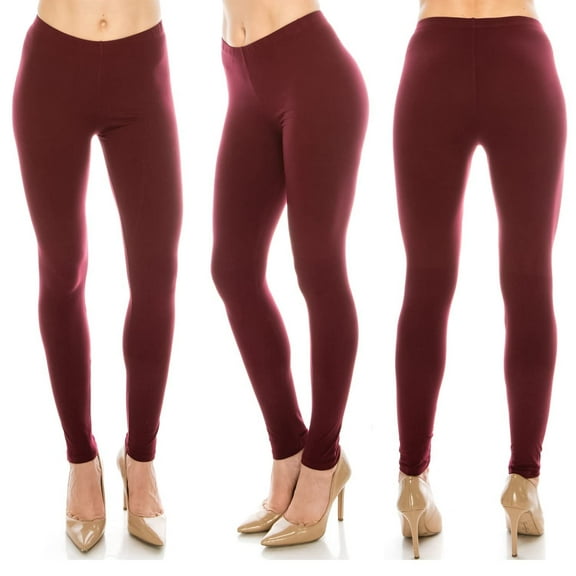Eevee Women's Ultra Soft Solid & Patterned Leggings - Plus Size - Burgundy