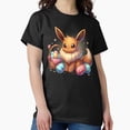 thumbnail image 1 of Eevee’s Easter Holiday Fun Cute Retro Cartoon Spring Scene Unisex T-Shirt, up to size 5XL, 1 of 2