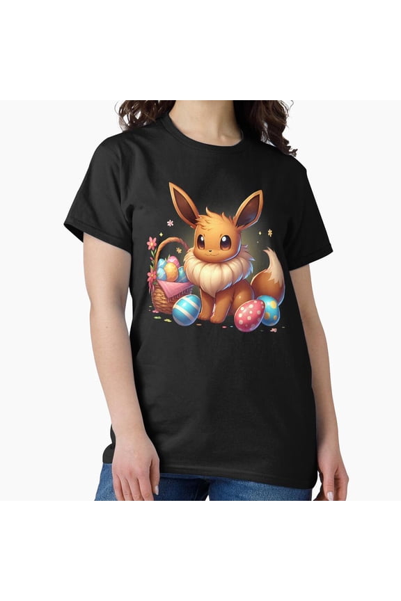 Eevee’s Easter Holiday Fun Cute Retro Cartoon Spring Scene Unisex T-Shirt, up to size 5XL
