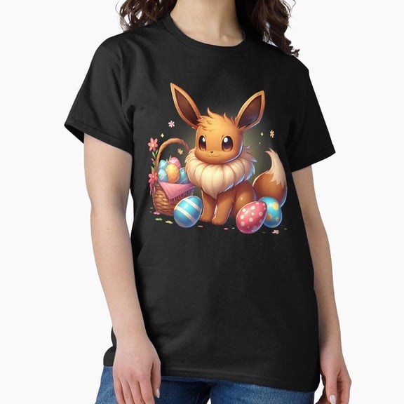 Eevee’s Easter Holiday Fun Cute Retro Cartoon Spring Scene Unisex T-Shirt, up to size 5XL