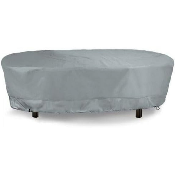 Eevelle Meridian Patio Oval Table Cover with Marine Grade Fabric - Waterproof Outdoor Table Cover - 600D Furniture Set Covers for Dining Table - Easy to Install - 25"H x 72"L x 42"W, Silver