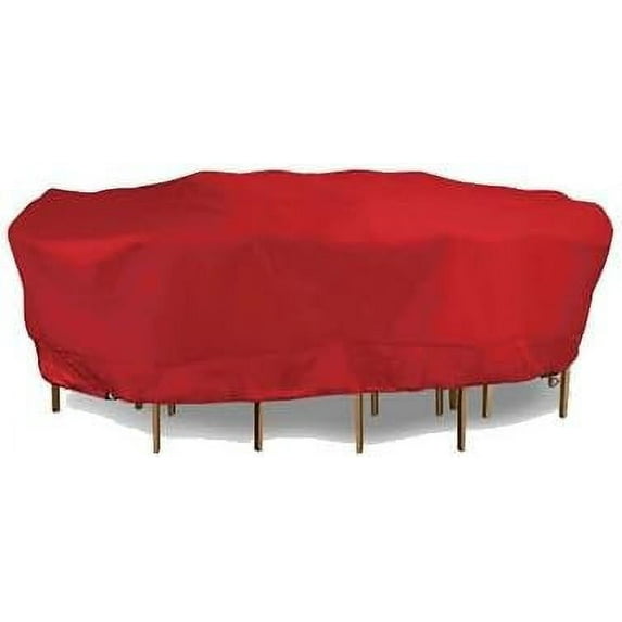 Eevelle Meridian Patio Oval Table Set Cover with Marine Grade Fabric - Outdoor Table Cover - Furniture Set Covers for Dining Table - Easy to Install - 25"H x 76"L x 48"W, Red