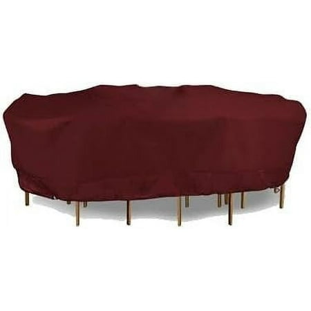 Eevelle Meridian Patio Rectangular Table Set Cover with Marine Grade Fabric - Outdoor Table Cover - 600D Furniture Set Cover for Dining Table - Easy to Install - 25.5"H x 88"L x 58"W, Burgundy