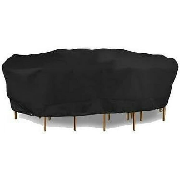 Eevelle Meridian Patio Rectangular Table Set Cover with Marine Grade Fabric - Outdoor Table Cover - 600D Furniture Set Cover for Dining Table - Easy to Install - 25.5"H x 108"L x 82"W, Black