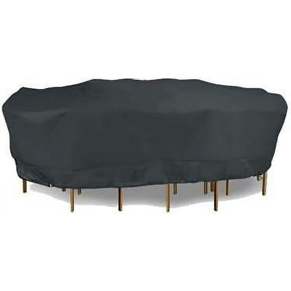 Eevelle Meridian Patio Rectangular Table Set Cover with Marine Grade Fabric - Outdoor Table Cover - 600D Furniture Set Cover for Dining Table - Easy to Install - 25"H x 112"L x 82"W, Charcoal Gray