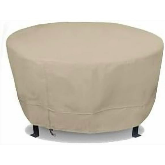 Eevelle Meridian Patio Round Table Cover with Marine Grade Fabric Waterproof Outdoor Firepit Cover - 600D Furniture Set Covers for Dining Table - Easy to Install - 30"H x 112"D, Khaki