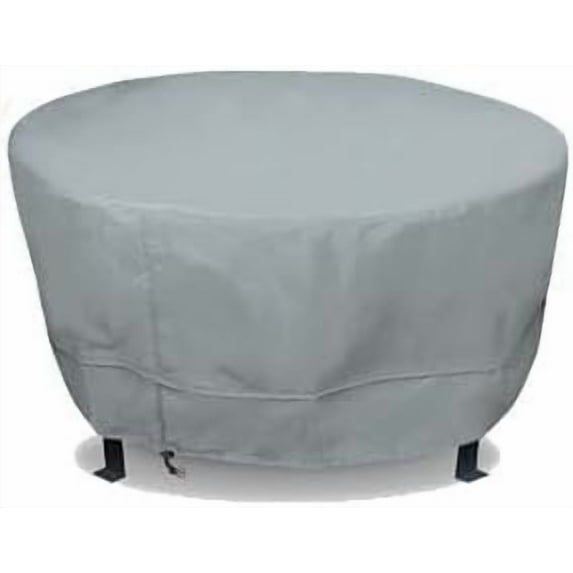 Eevelle Meridian Patio Round Table Cover with Marine Grade Fabric - Waterproof Outdoor Firepit Cover - Furniture Set Covers for Dining Table - Easy to Install - 25.5"H x 72"D, Silver