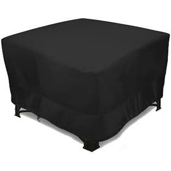 Eevelle Meridian Patio Square Table Cover with Marine Grade Fabric Waterproof Outdoor Firepit Cover - 600D Furniture Set Covers for Dining Table - Easy to Install - 25.5"H x 52"L x 52"W, Black