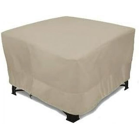 Eevelle Meridian Patio Square Table Cover with Marine Grade Fabric Waterproof Outdoor Firepit Cover - 600D Furniture Set Covers for Dining Table - Easy to Install - 25"H x 40"L x 40"W, Khaki