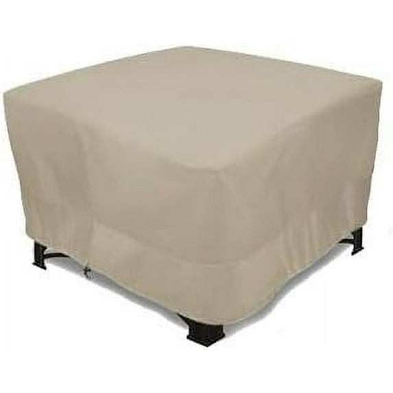 Eevelle Meridian Patio Square Table Cover with Marine Grade Fabric Waterproof Outdoor Firepit Cover - Furniture Set Covers for Dining Table - Easy to Install - 25"H x 48"L x 48"W, Khaki
