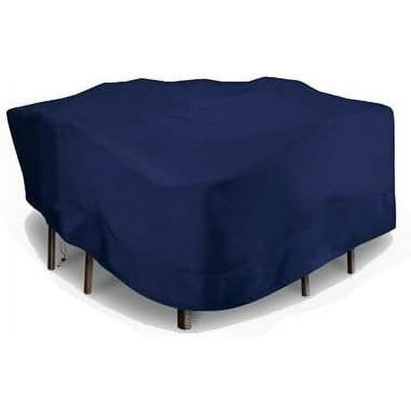 Eevelle Meridian Patio Square Table Set Cover with Marine Grade Fabric - Outdoor Table Cover - 600D Furniture Set Covers for Dining Table - Easy to Install - 25.5"H x 106"L x 106"W, Navy