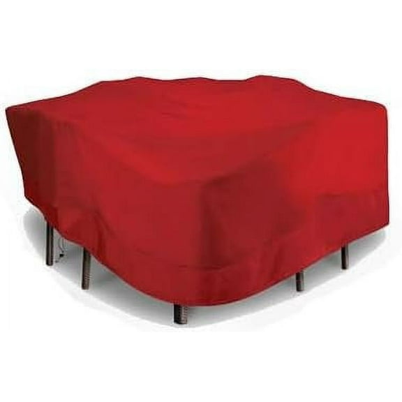 Eevelle Meridian Patio Square Table Set Cover with Marine Grade Fabric - Outdoor Table Cover - 600D Furniture Set Covers for Dining Table - Easy to Install - 25.5"H x 70"L x 70"W, Red