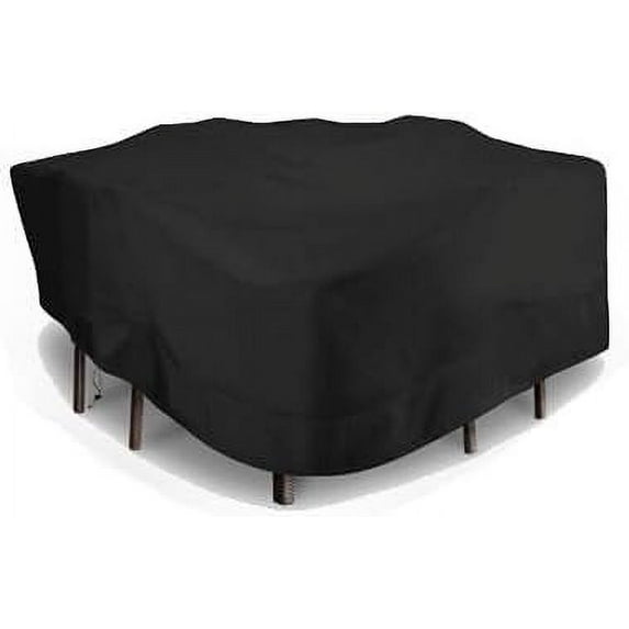 Eevelle Meridian Patio Square Table Set Cover with Marine Grade Fabric - Outdoor Table Cover - 600D Furniture Set Covers for Dining Table - Easy to Install - 25.5"H x 96"L x 96"W, Black