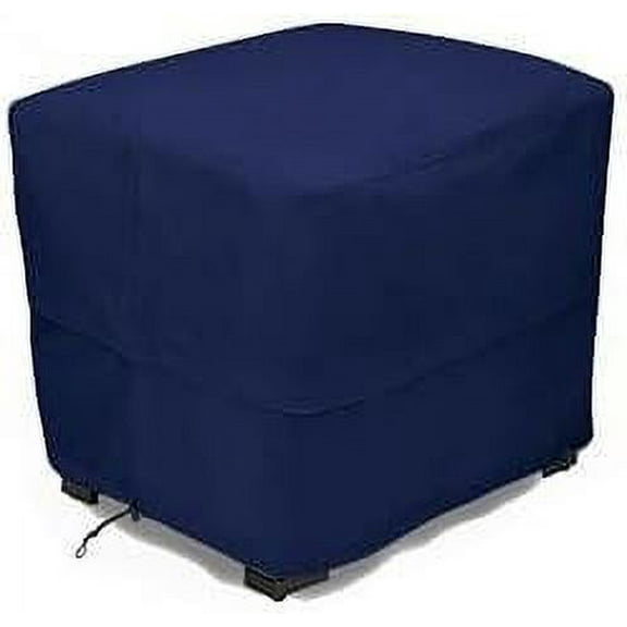 Eevelle Patio Rectangular Ottoman Cover with Marine Grade Fabric - Waterproof Outdoor Ottoman Cover - Furniture Set Covers for Ottoman - Easy to Install -  18"H x 24"L x 18"W, Navy