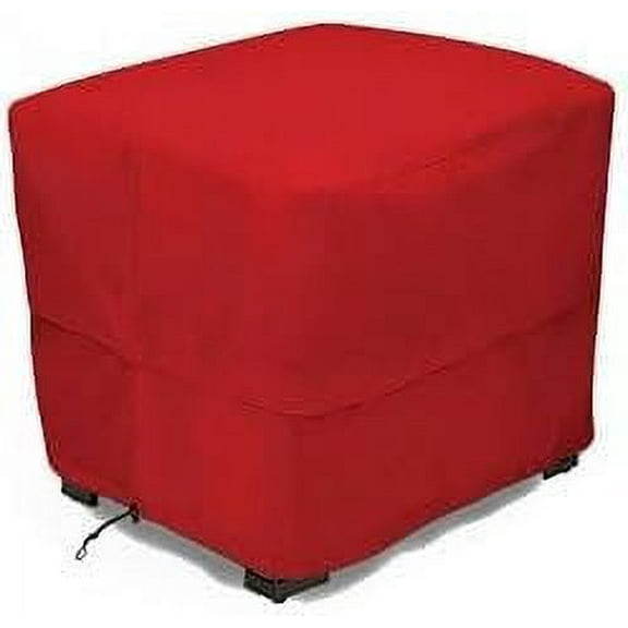Eevelle Patio Square Ottoman Cover with Marine Grade Fabric  Waterproof Outdoor Ottoman Cover - 600D Furniture Set Covers for Ottoman - Easy to Install -  17"H x 21"L x 21"W, Red