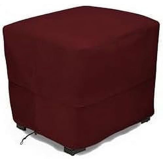 Eevelle Patio Square Ottoman Cover with Marine Grade Fabric Waterproof Outdoor Ottoman Cover - 600D Furniture Set Covers for Ottoman - Easy to Install - 17"H x 21"L x 21"W, Burgundy