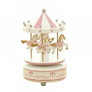 Eewia Desktop Ornament, Desktop Ornament Promotion, Merry Go Round Music Box Small Musical Box with 4 Horses Classic Decor for Valentine's Day Wedding Birthday Gift Shop Display Home Decor