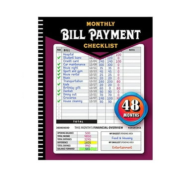 Eewia Management Book, Monthly Bill Payment Checklist: Bill Notebook The 4 Year for Families & 960 Billing Records Included!