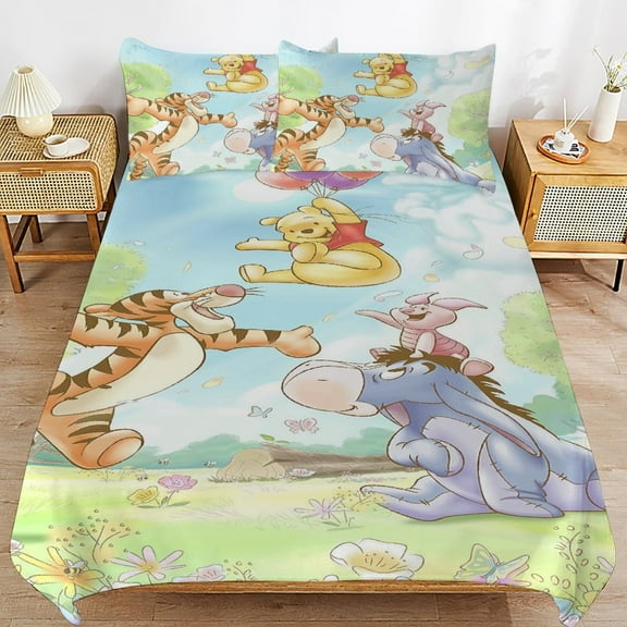 Eeyore 3 Piece Bedding Sets for Boys Girls Teens, Cartoon Soft Kids Duvet Cover with 2 Pillowcases, All Season Comforter Covers Bedroom Decor Gift, 86"x70"