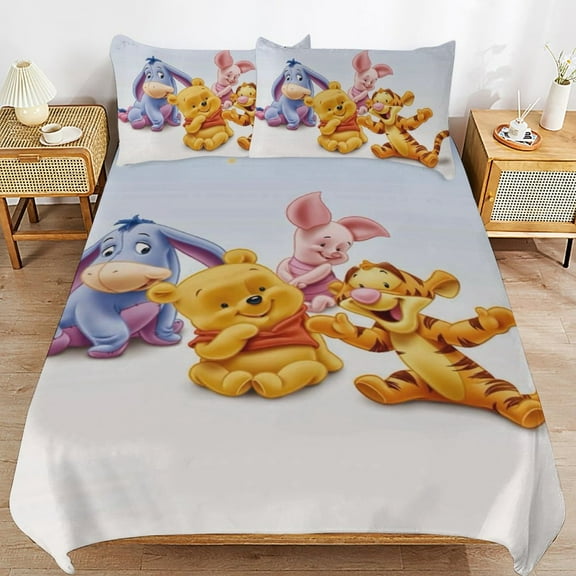 Eeyore 3 Piece Bedding Sets for Boys Girls Teens, Cartoon Soft Kids Duvet Cover with 2 Pillowcases, All Season Comforter Covers Bedroom Decor Gift, 86"x70"