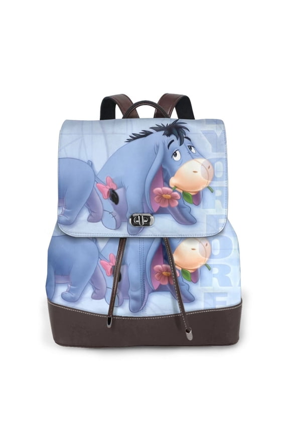 Eeyore Backpack Purse For Women Men Trendy Satchel Bookbag Leather Drawstring Daypack For Casual Travel