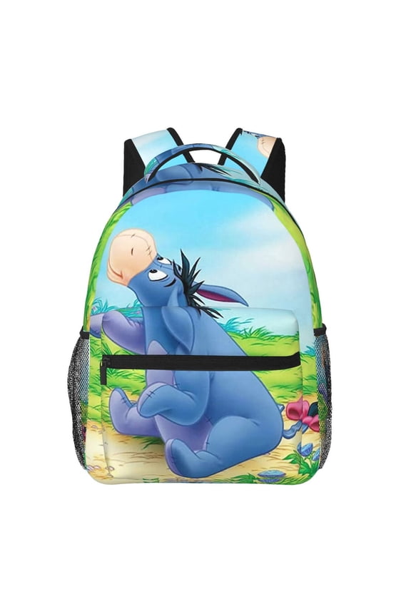 Eeyore Backpacks All Over Print Cartoon Lightweight Bookbag Daypack Kawaii Laptop Bag Rucksack for Travel Hiking Work School