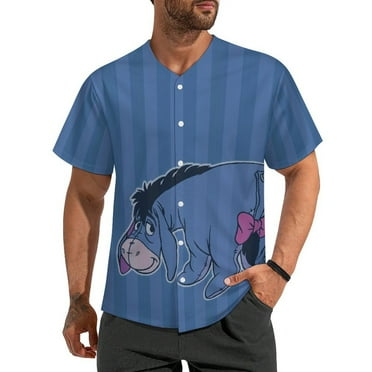 Eeyore Baseball Jersey Button Down Personalized T-shirt Sports Fans Print Tee for Women Men XS