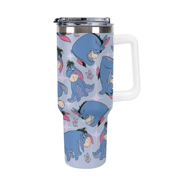 Eeyore Car Cup Tumbler with Handle Straw 40oz Cupholder Water Bottle Insulated Stainless Steel Cup
