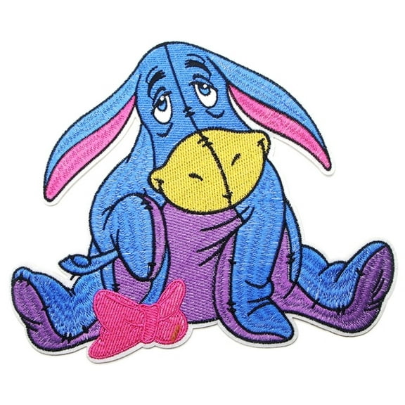 Eeyore Cartoon Character Oversized 7 Inches Wide Embroidered Iron On Patch