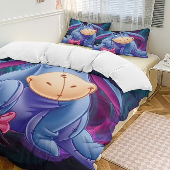 Eeyore Cute 3-Piece Bedding Set Bed Sheets Duvet Cover Pillowcases Pillow Shams Quilts Covers Adult Kids