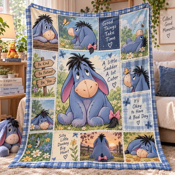 Eeyore Cute Donkey Flannel Blanket, Winnie the Pooh Classic Cartoon ...