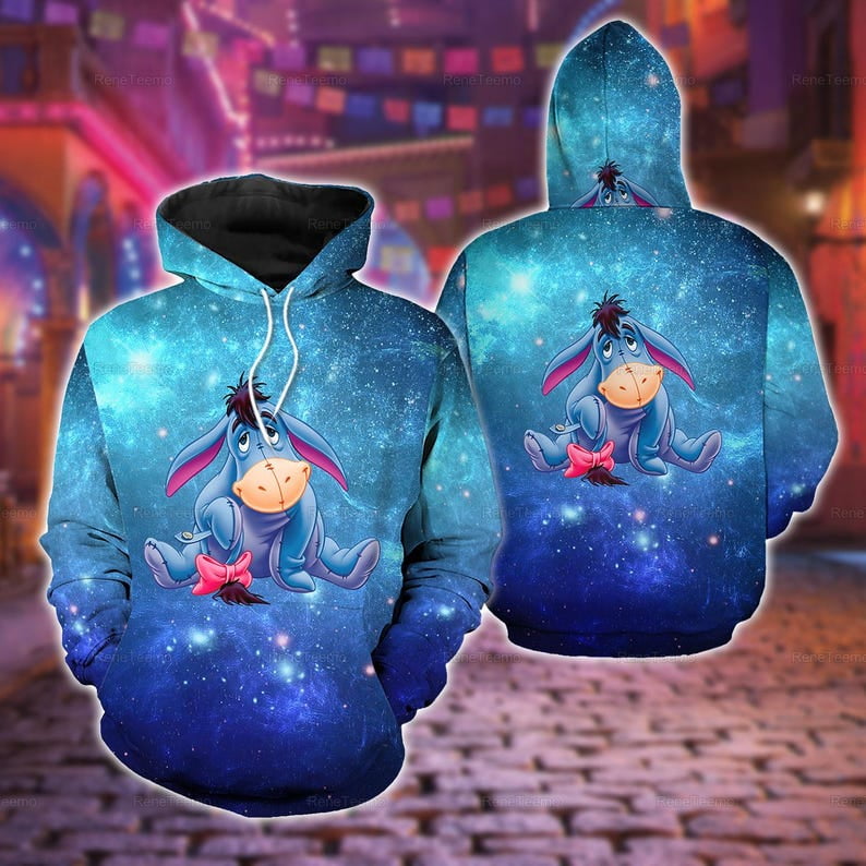 Eeyore Hoodie 3D, Galaxy Eeyore Adult 3D Hoodie, All Over Print Hoodie ...