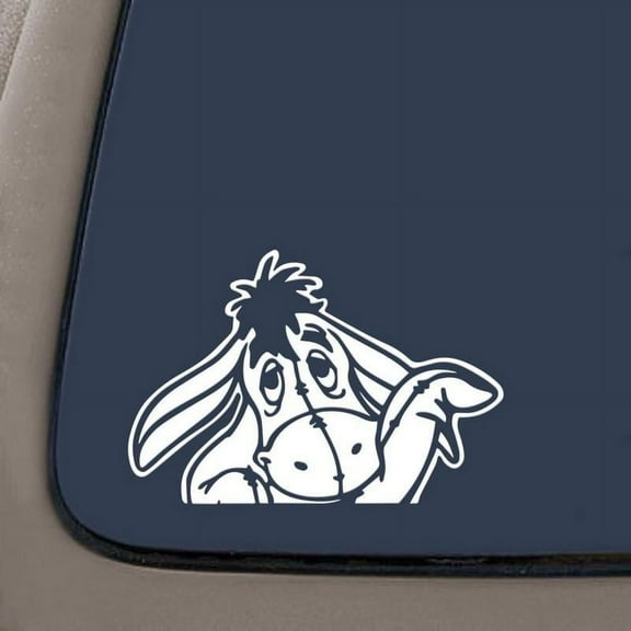Eeyore Peeking 7.5" White Vinyl Car Truck Decal | Vinyl | Car Truck Van SUV Laptop Macbook Wall Decals