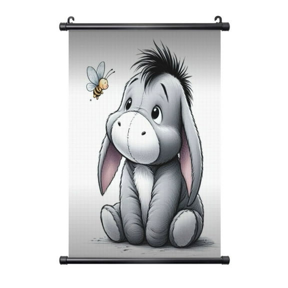 Eeyore Poster Plastic Shaft Wall Hanging Banner Artwork Canvas Wall Art Painting Decor For Home Living Room Bedroom Office 16"X24"