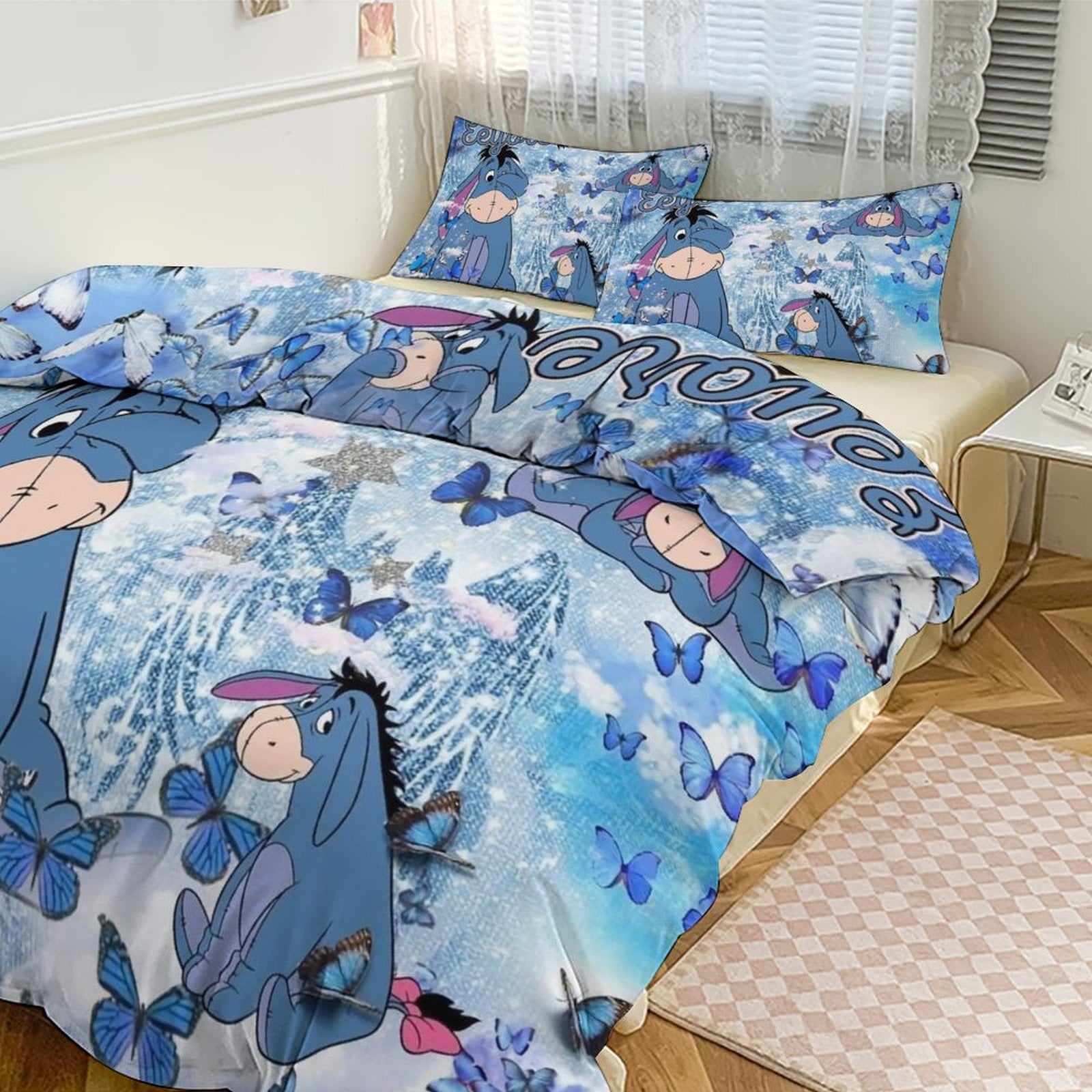 Eeyore Print Bedding Set Pattern Duvet Cove Set 3 Pieces 1 Quilt Cover And 2 Pillowcases for Women Men Teens 90 x90 Walmart